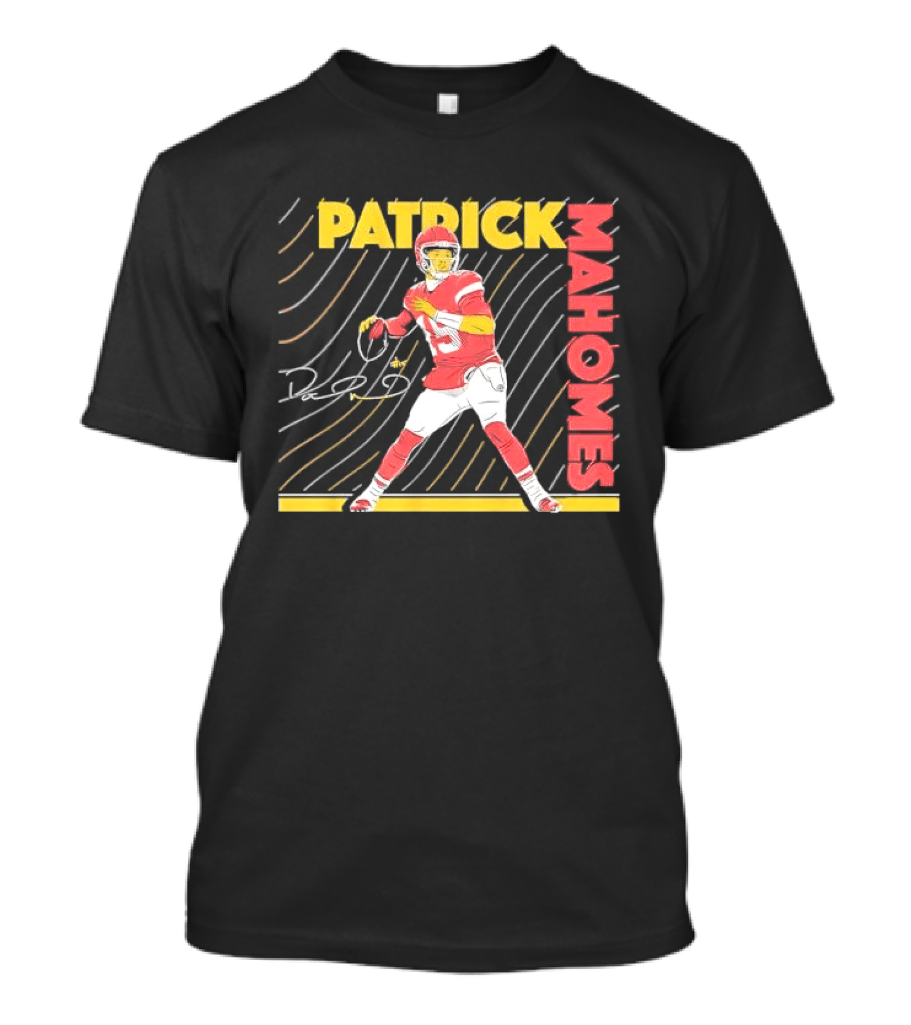 Patrick Mahomes Football Quarterback Signature Wavy Line T-Shirt