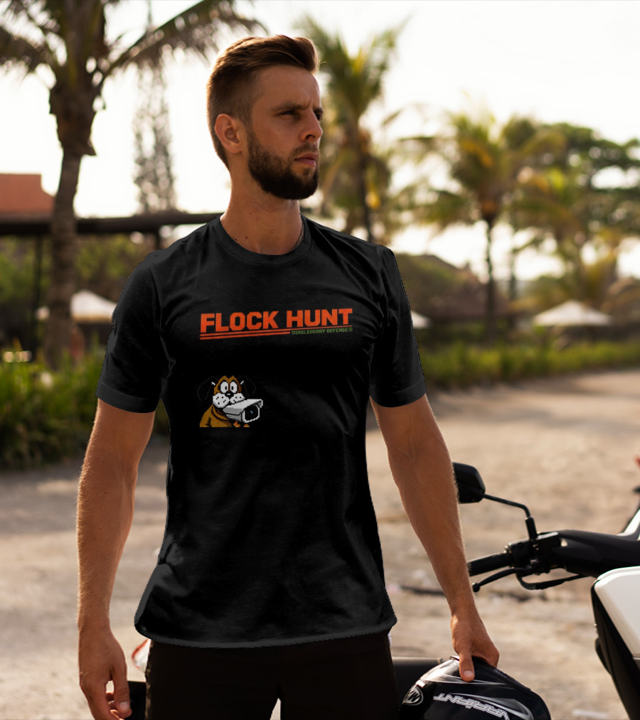 Flock Hunt Pixelated Canine Dingleberry Defense Security Camera T-Shirt