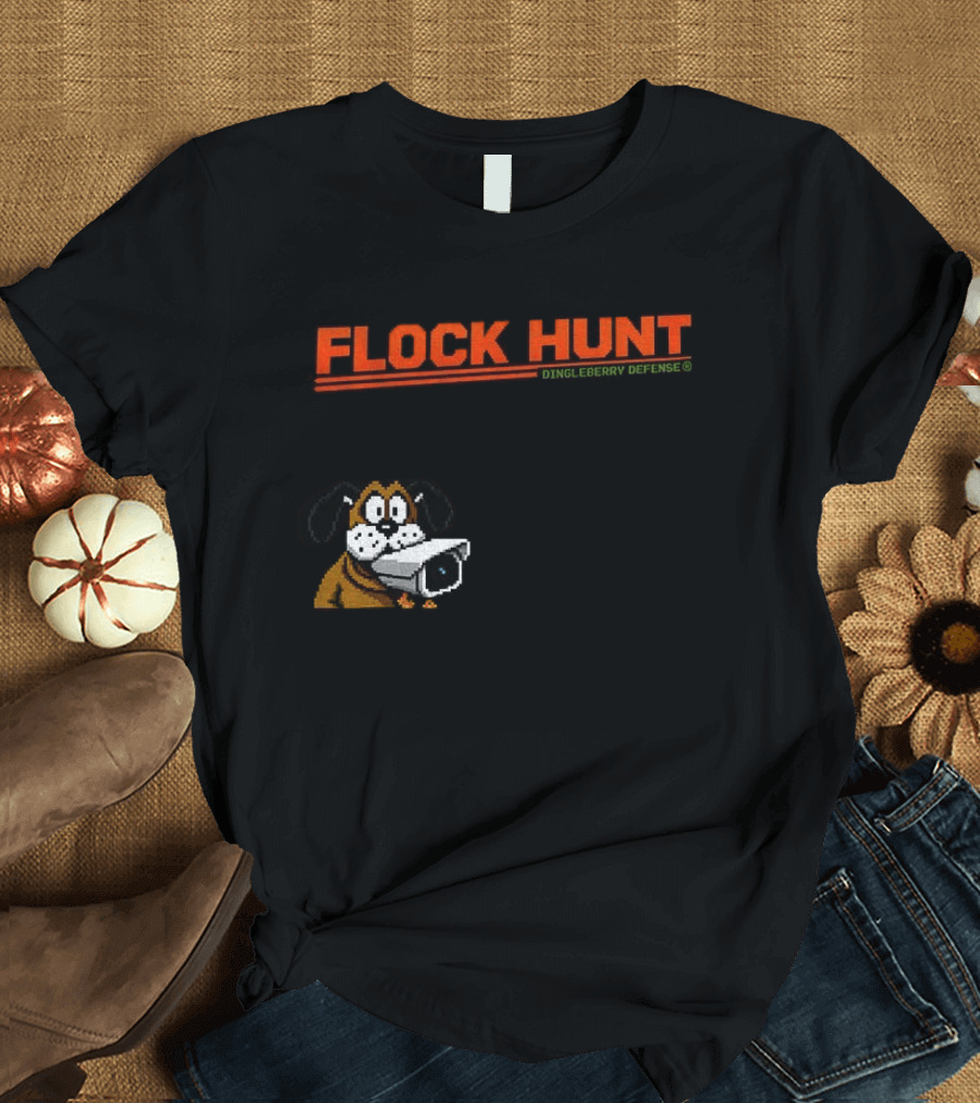 Flock Hunt Pixelated Canine Dingleberry Defense Security Camera T-Shirt