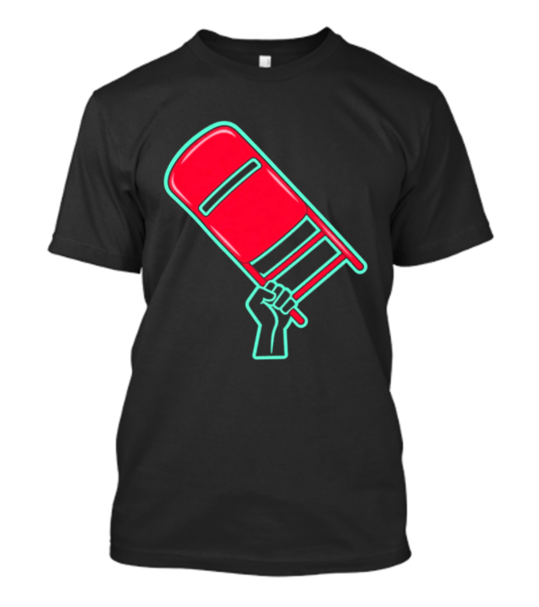 Rebellious Raised Fist Holding Red Chair Protest T-Shirt