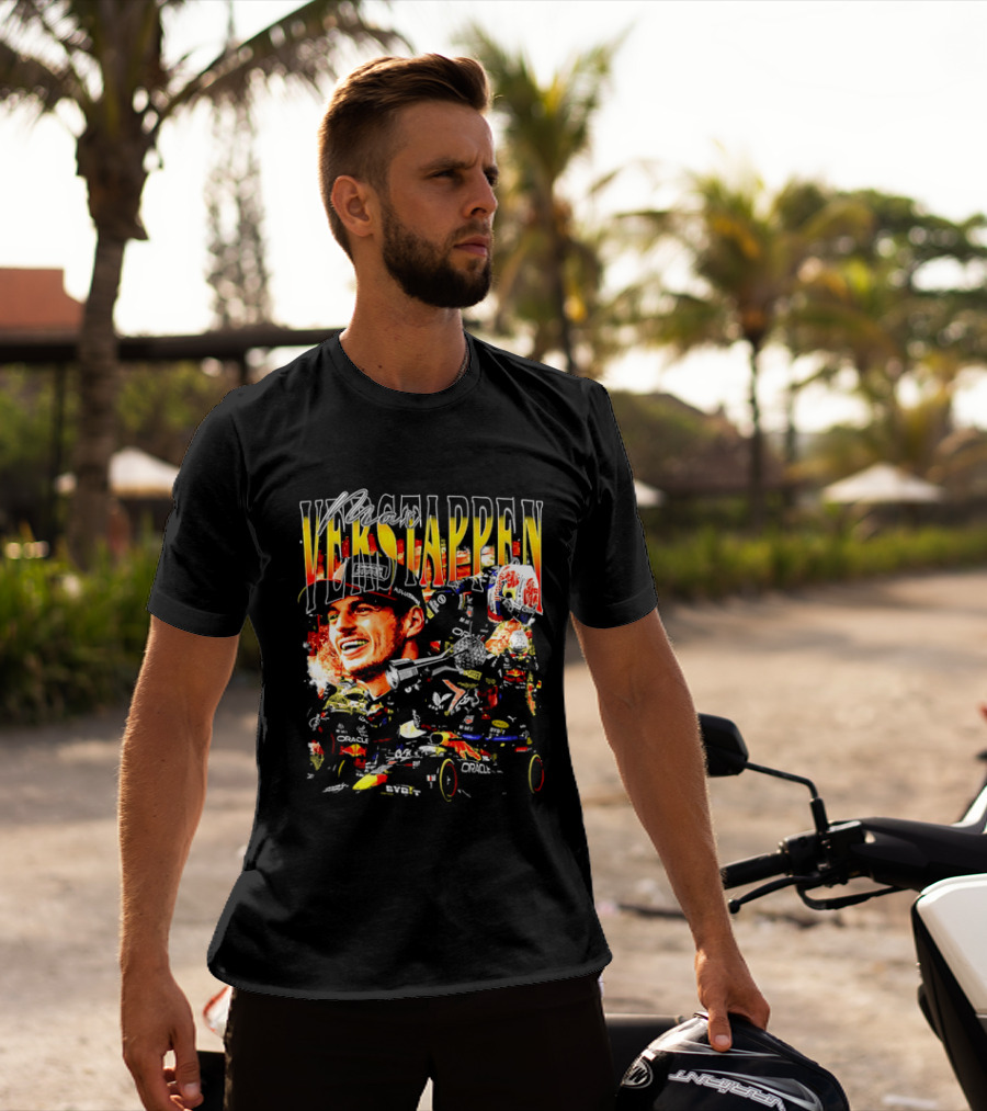 Max Verstappen Red Bull Racing F1 Driver Trophy Car Photo Collage T-Shirt