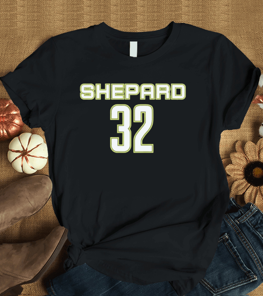 Shepard 32 Lime Green Athletic Block Lettering Jersey T-Shirt