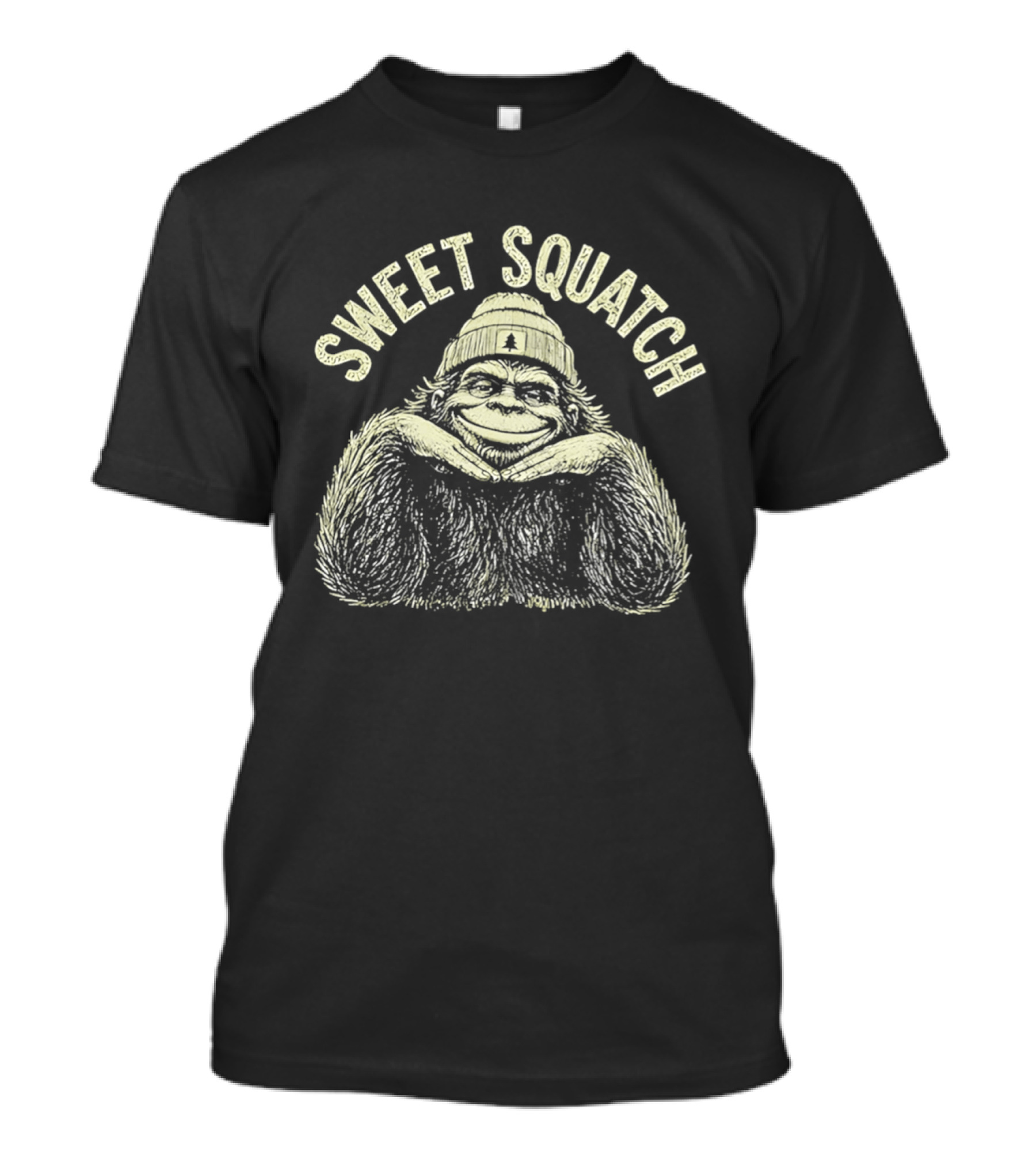 Sweet Squatch Bigfoot Beanie Smiling Legend T-Shirt