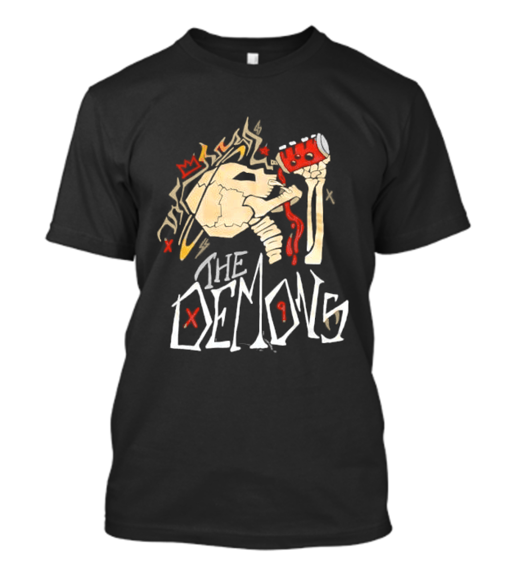 The Demons Crowned Skeleton Skull Drinking Spray Can T-Shirt