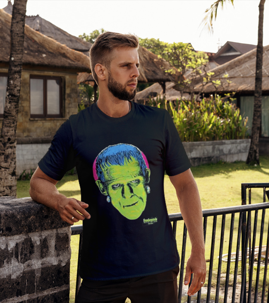 Frankenstein Universal Studios Monsters Head Travis Barker T-Shirt