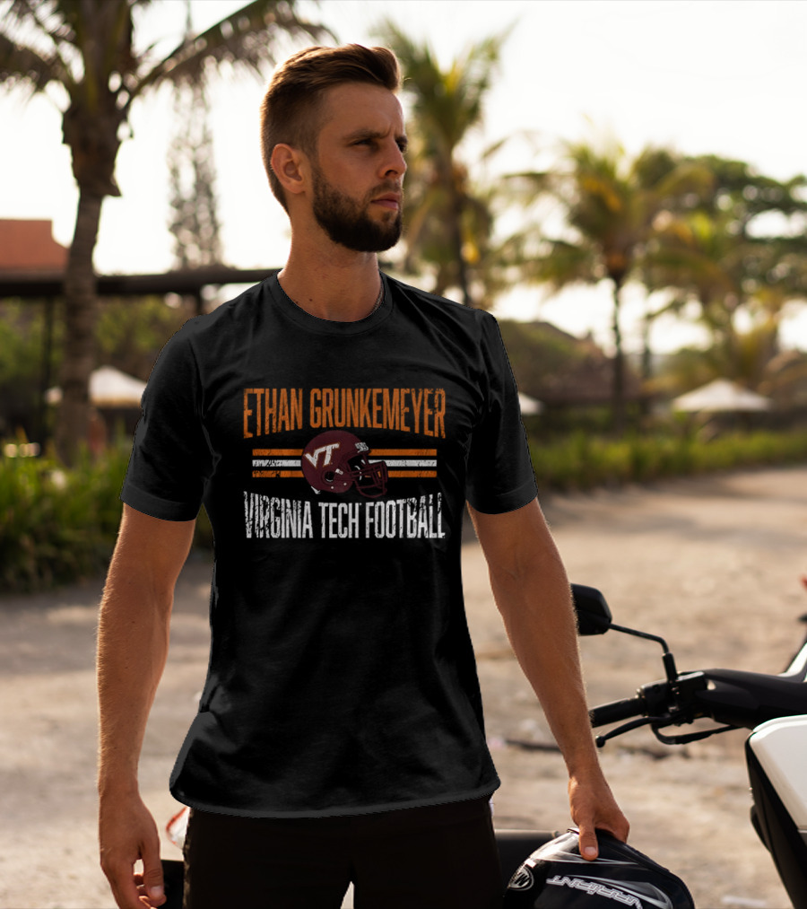 Ethan Grunkemeyer Virginia Tech Football VT Helmet T-Shirt