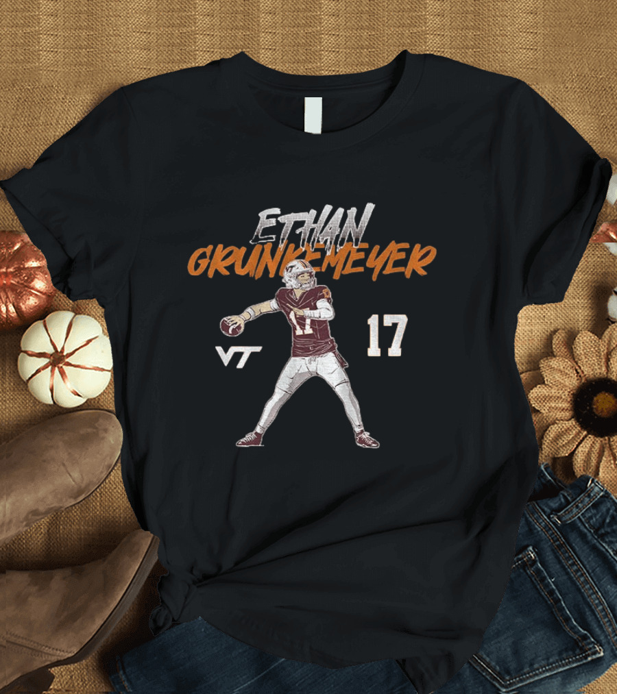 Ethan Grunkemeyer Virginia Tech Football VT 17 T-Shirt