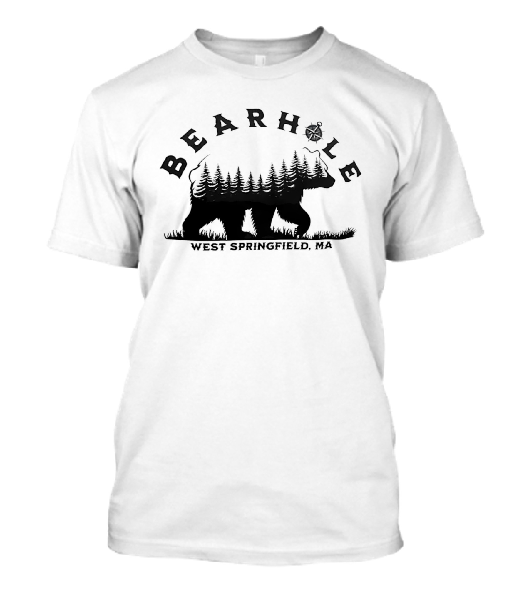 Bearhole West Springfield MA Bear Forest Landscape Compass T-Shirt