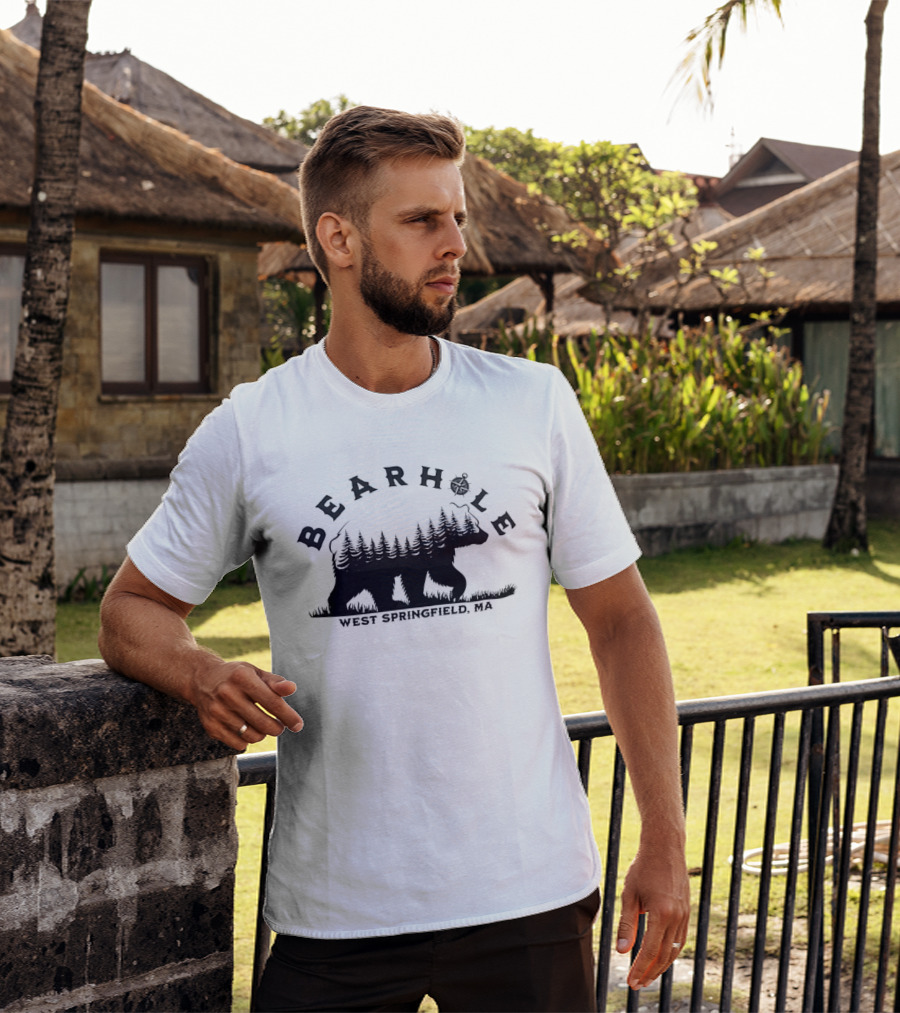 Bearhole West Springfield MA Bear Forest Landscape Compass T-Shirt