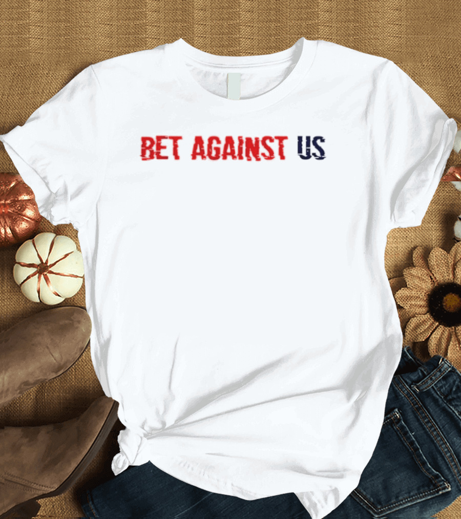 Bet Against US Distressed Red Navy Dripping Melted T-Shirt