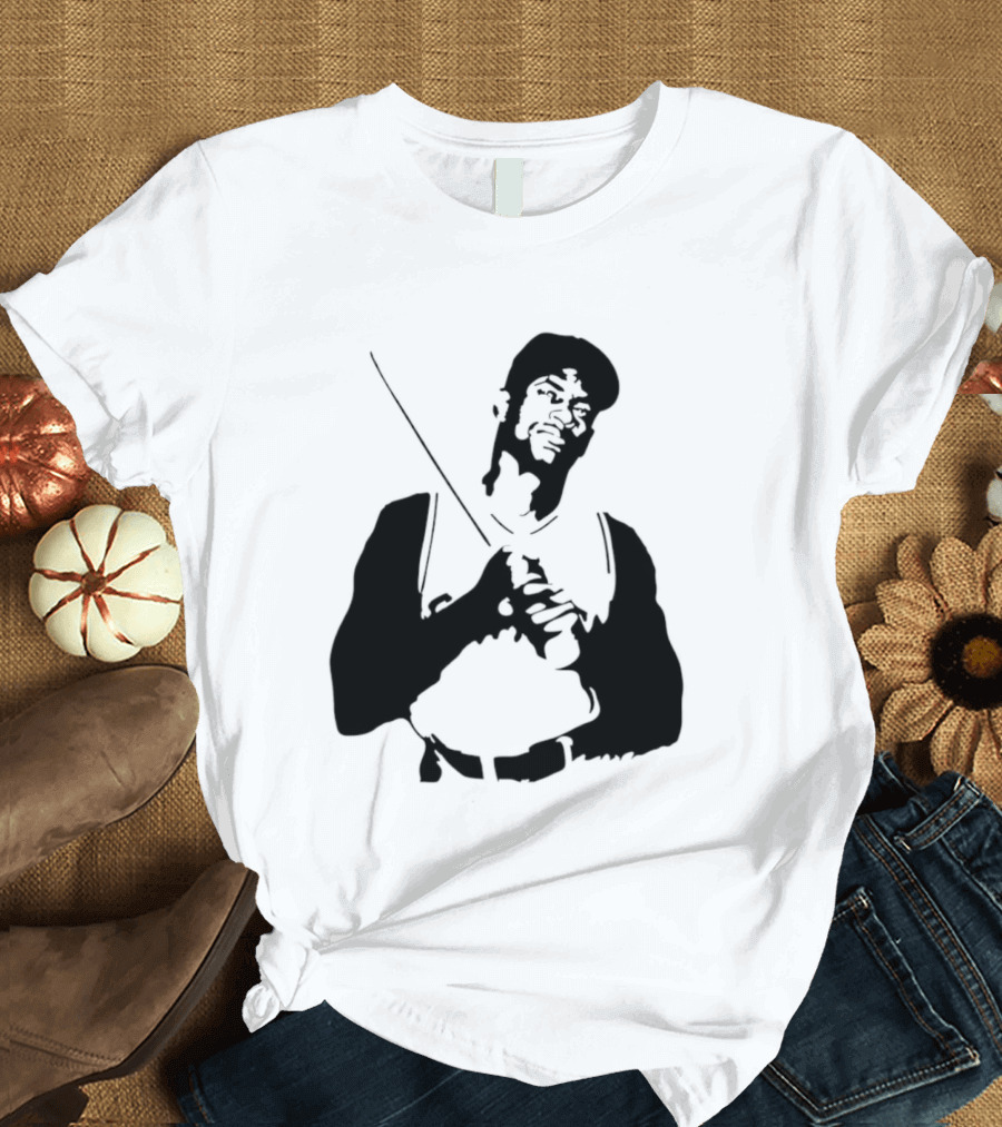 Black And White Stencil Baseball Batter Holding Bat T-Shirt