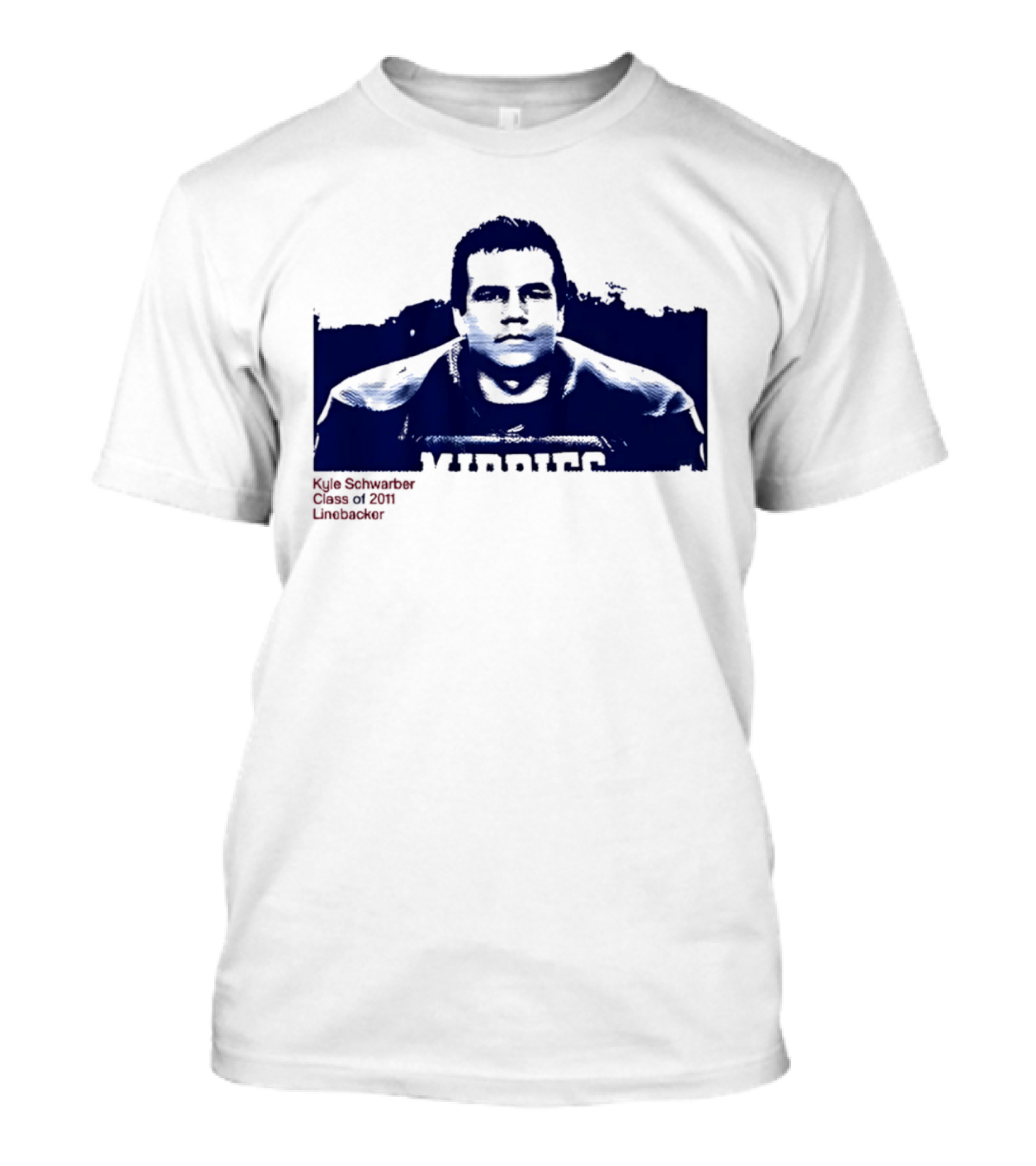 Middies Kyle Schwarber Class Of 2011 Linebacker Blue Stencil T-Shirt