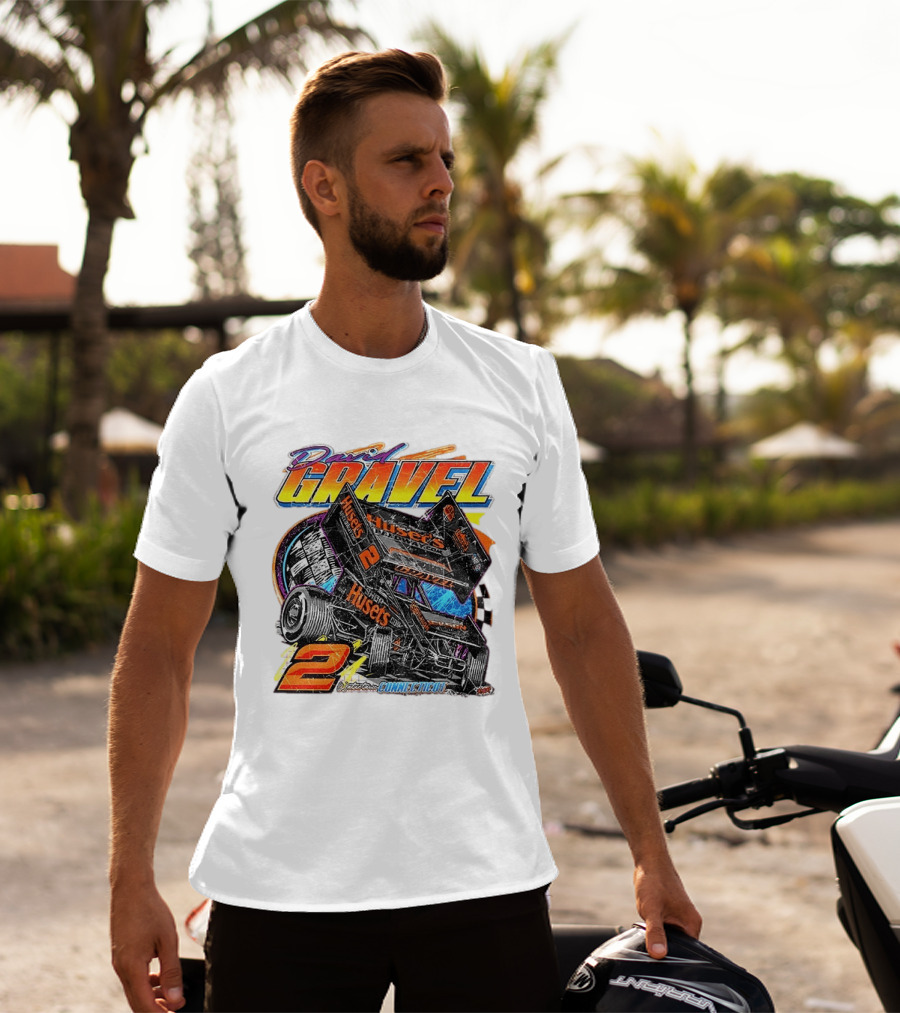 David Gravel Sprint Car Huset's Speedway Racing Connecticut 2 Orange And Blue T-Shirt