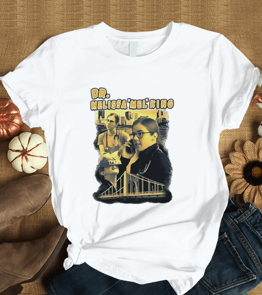 Dr Melissa Mel King Female Doctor Pittsburgh Yellow Bridge Collage T-Shirt