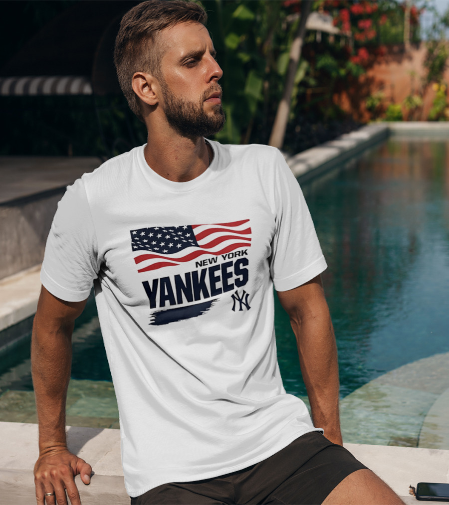 New York Yankees American Flag Brushstroke NY Yankees MLB T-Shirt