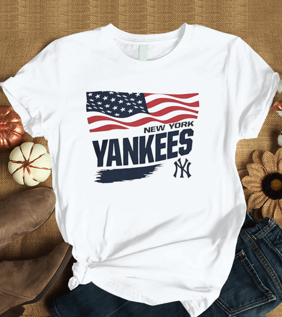 New York Yankees American Flag Brushstroke NY Yankees MLB T-Shirt