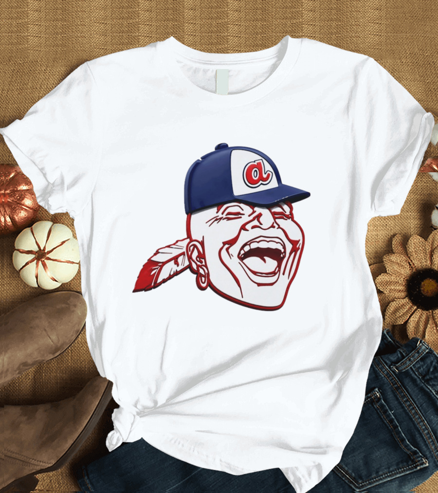Hank Aaron Era 1970s Atlanta Braves Chief Cap T-Shirt