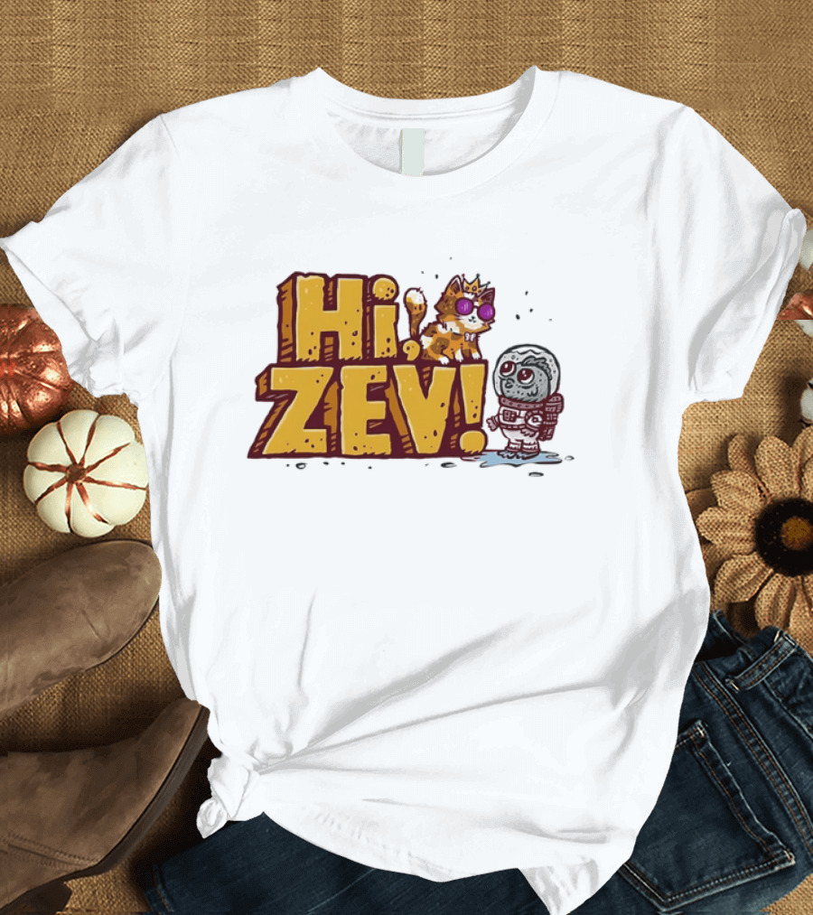 Hi Zev Cartoon Calico Cat Sunglasses Astronaut Creature T-Shirt