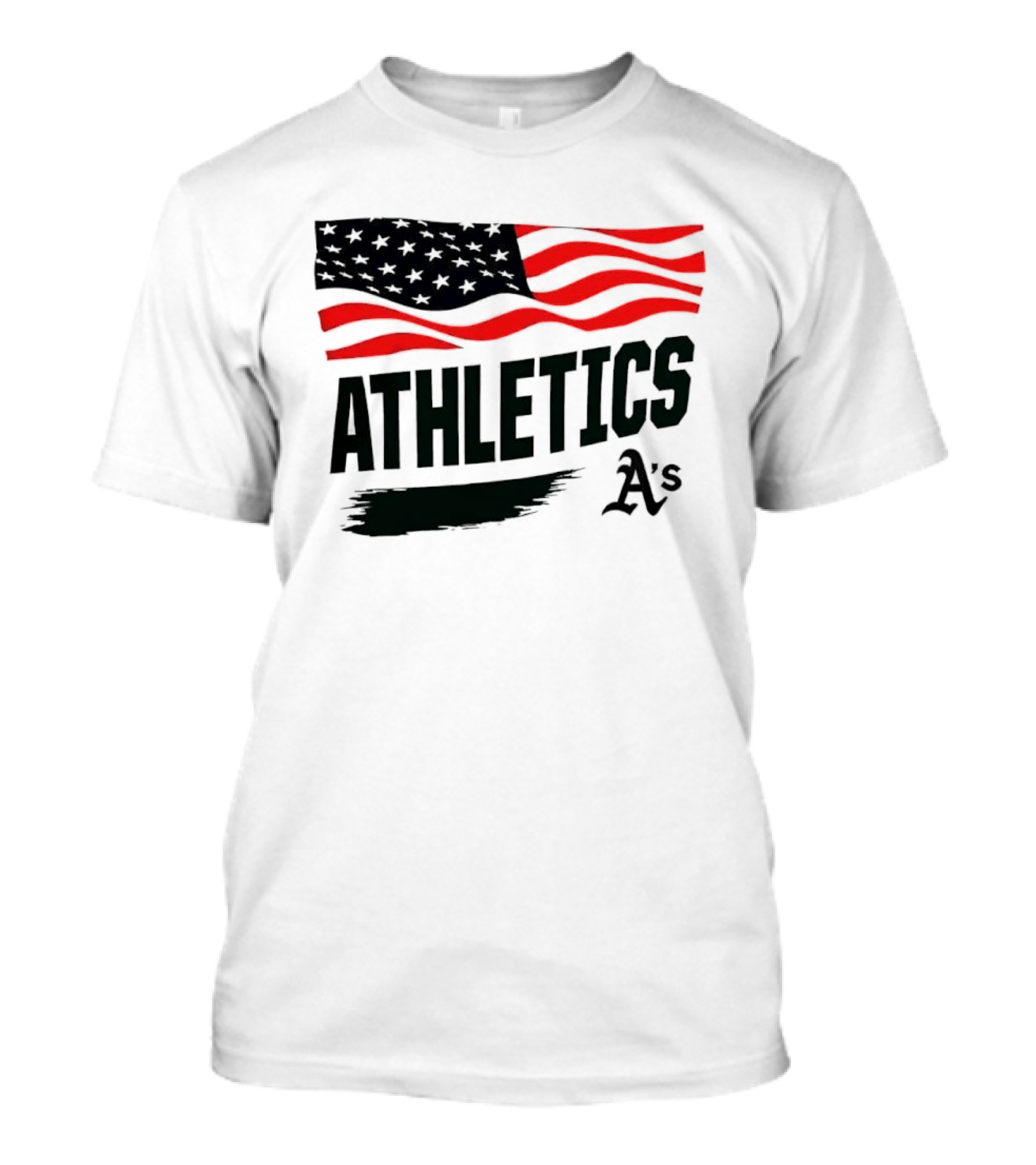 Athletics As American Flag Paint Brushstroke MLB Oakland T-Shirt