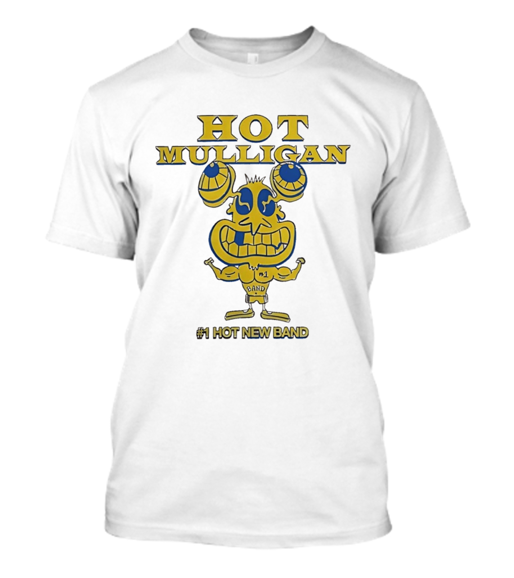 Hot Mulligan New Band Cartoon Flexing Biceps Yellow Version T-Shirt