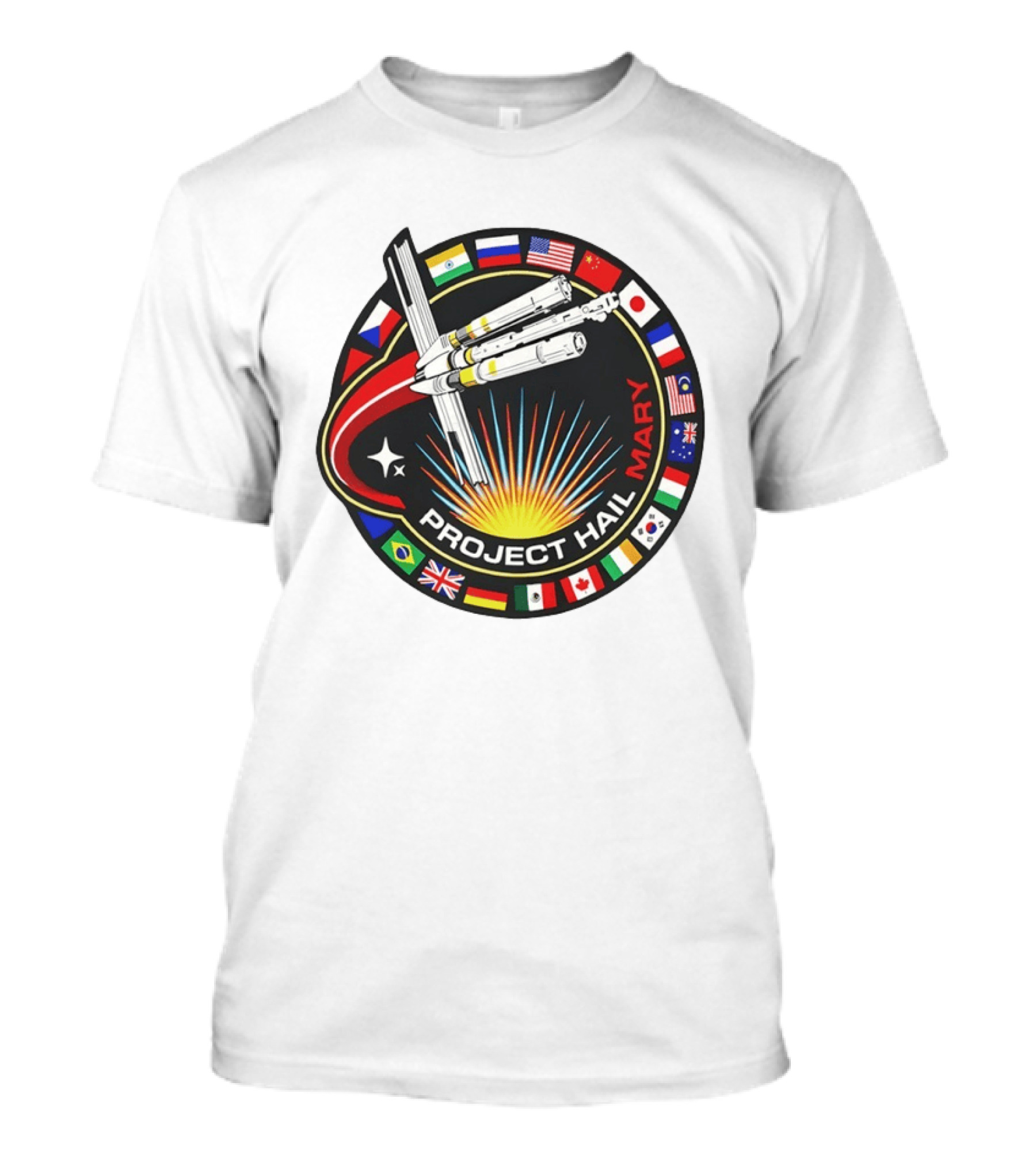 Project Hail Mary Ryland Grace Sci Fi Spacecraft Mission Flags T-Shirt
