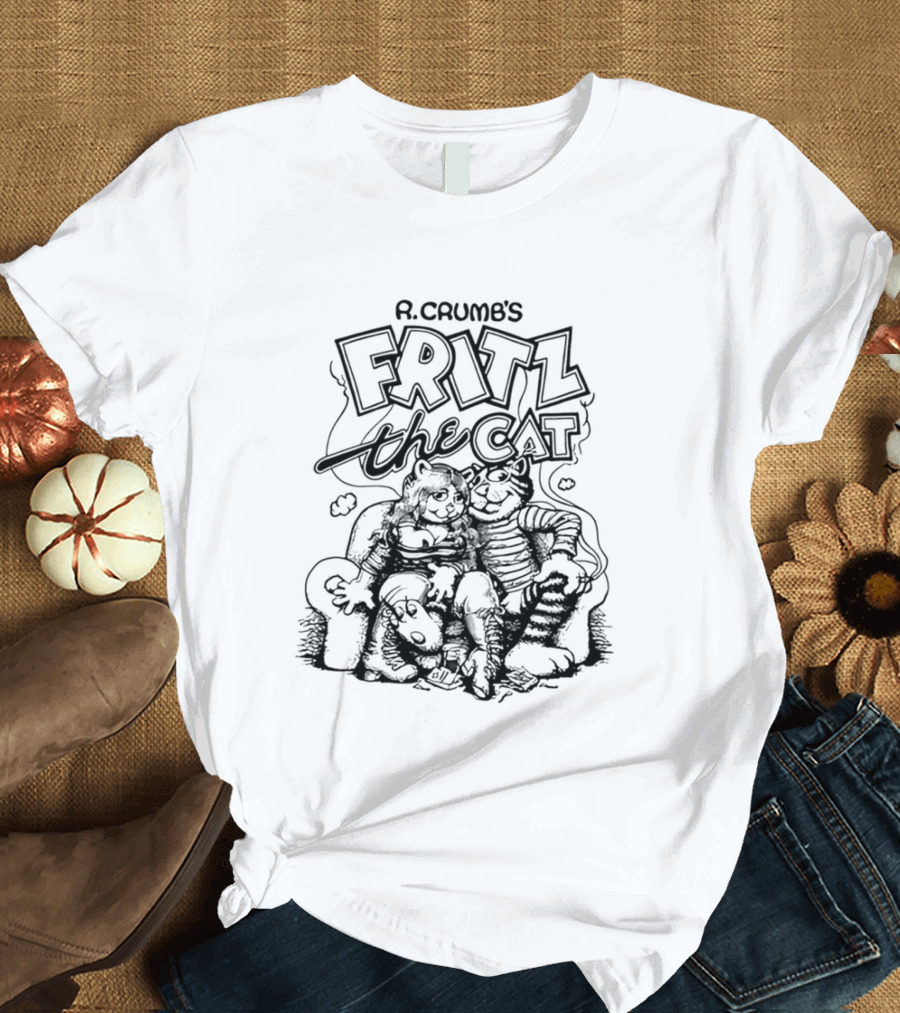 R. Crumb's Fritz The Cat Couch With Characters Smoking And Relaxing T-Shirt