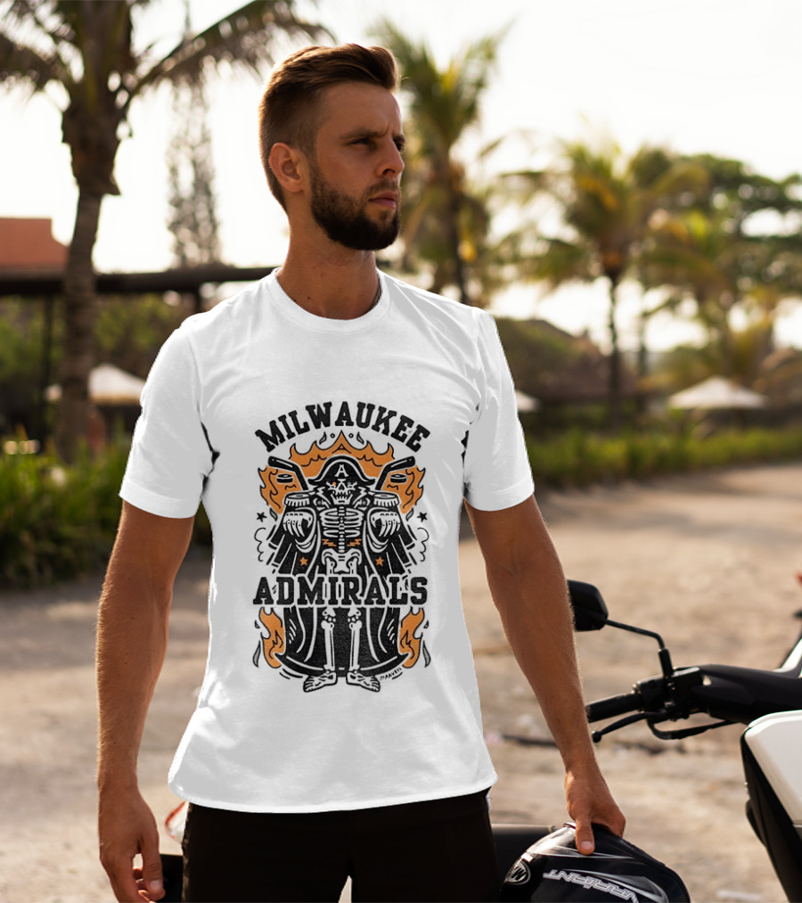 Milwaukee Admirals Skeleton Emblem Halloween T-Shirt