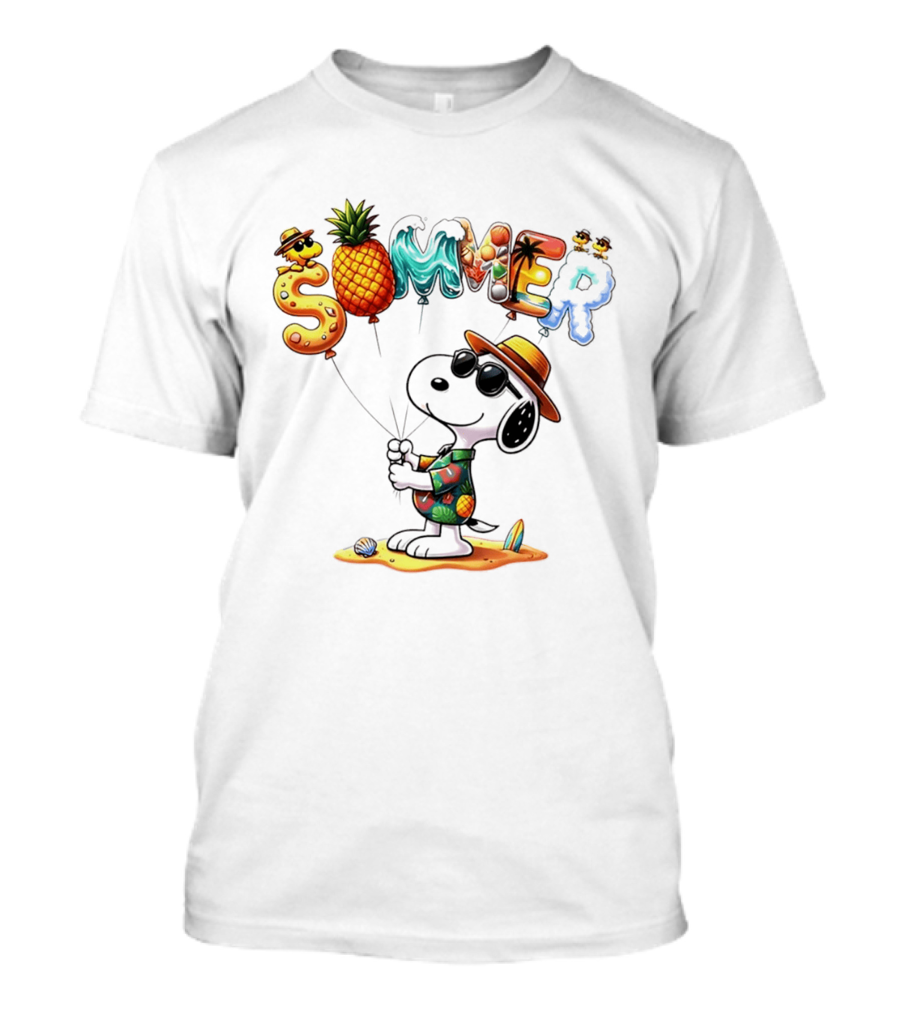 Snoopy Summer Sunglasses Pineapple Beach Balloons Fun T-Shirt