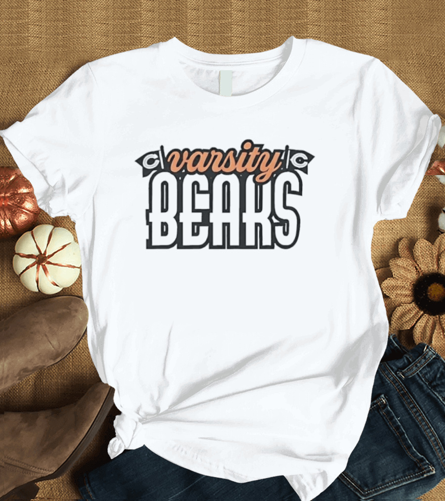 Varsity Bears Banner Peach Script Block Lettering Flags T-Shirt