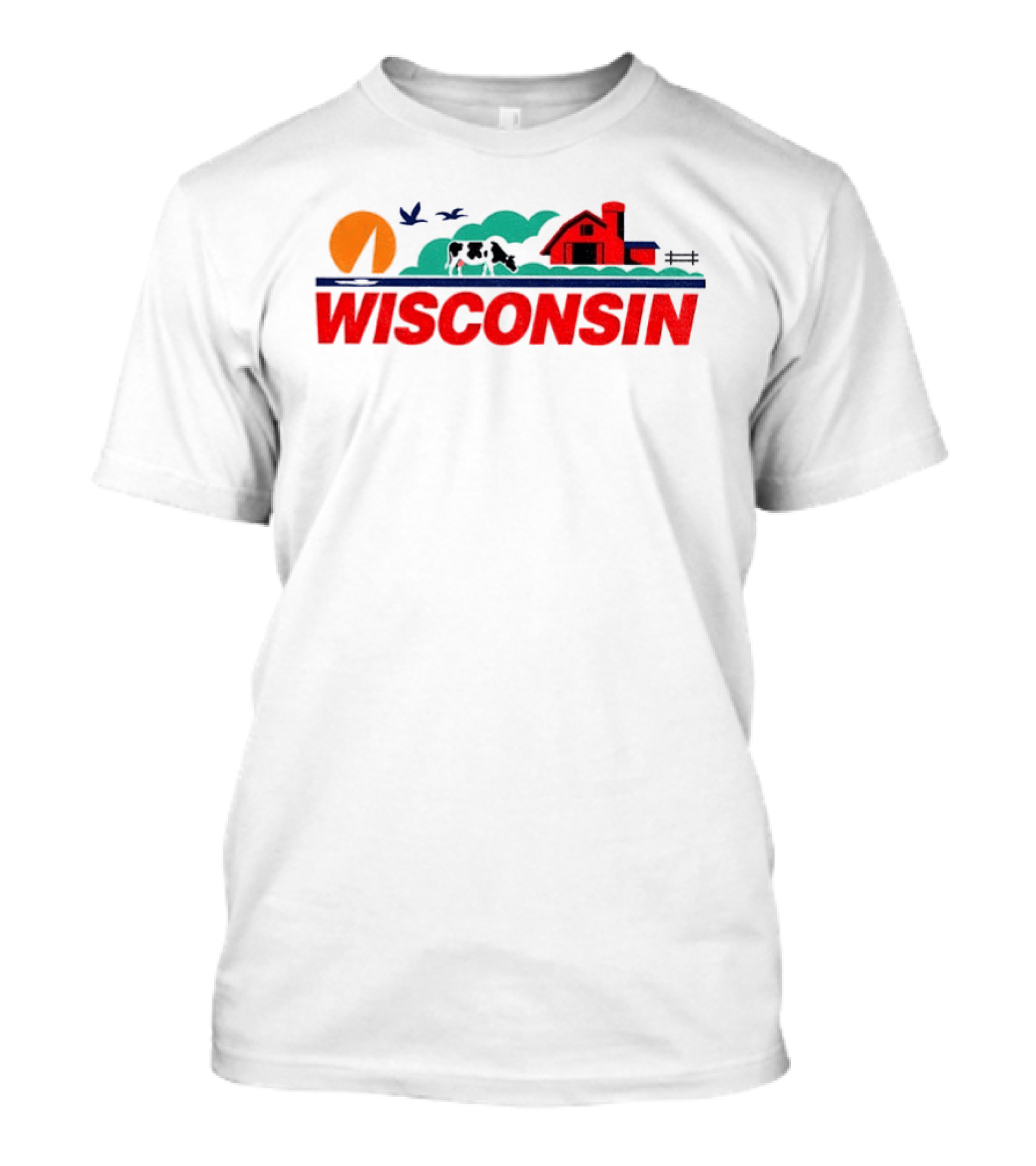Wisconsin Dairy Cow Barn Sunset Landscape T-Shirt