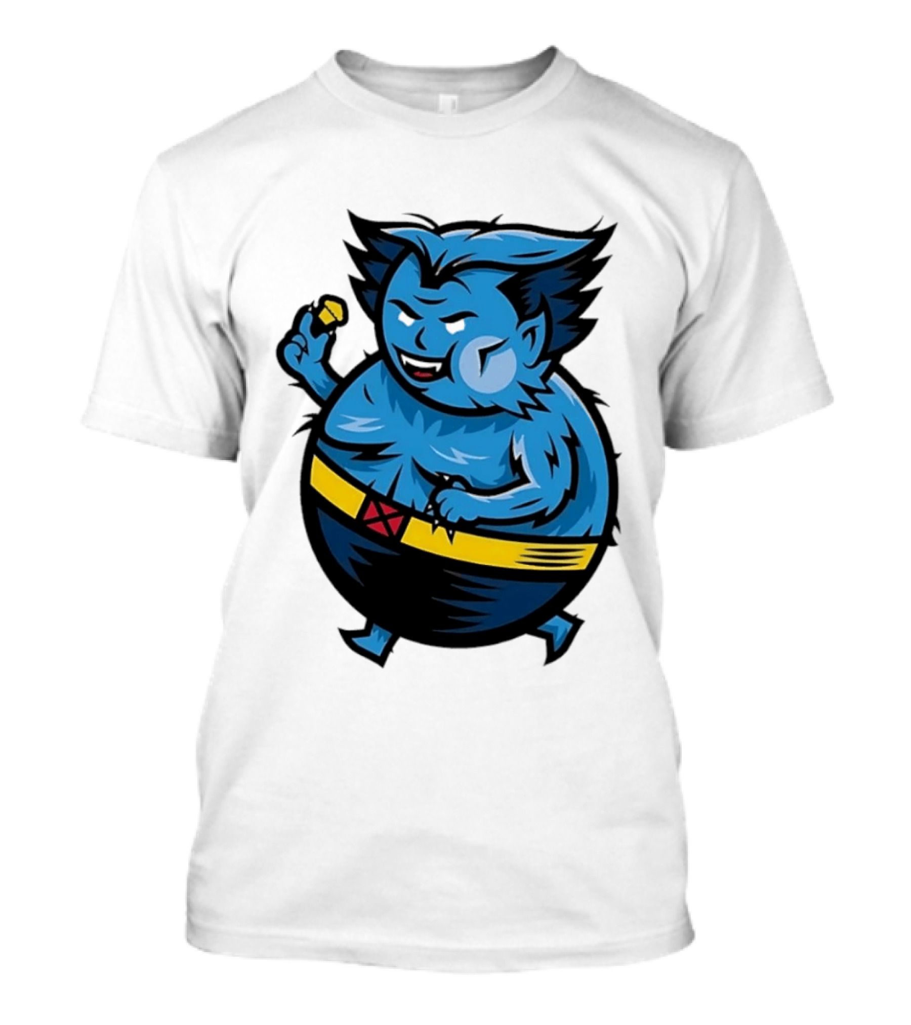 X Men Beast Caricature Cartoon Blue Character Cupcake T-Shirt