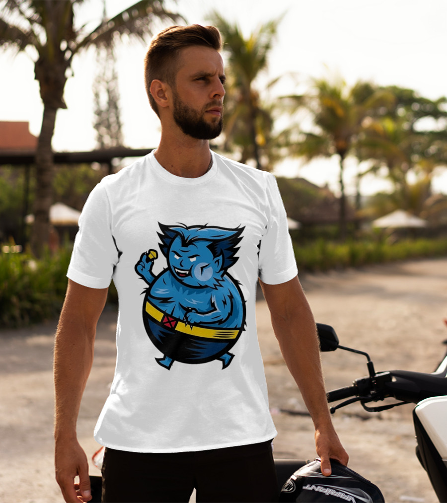 X Men Beast Caricature Cartoon Blue Character Cupcake T-Shirt