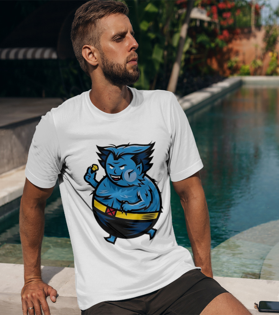 X Men Beast Caricature Cartoon Blue Character Cupcake T-Shirt