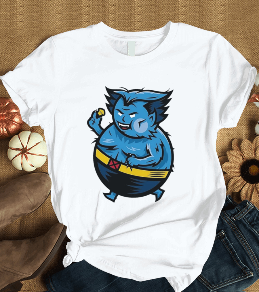 X Men Beast Caricature Cartoon Blue Character Cupcake T-Shirt