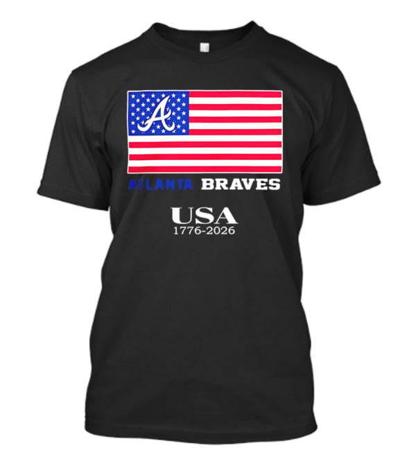 Atlanta Braves USA 1776 2026 American Flag Script A T-Shirt
