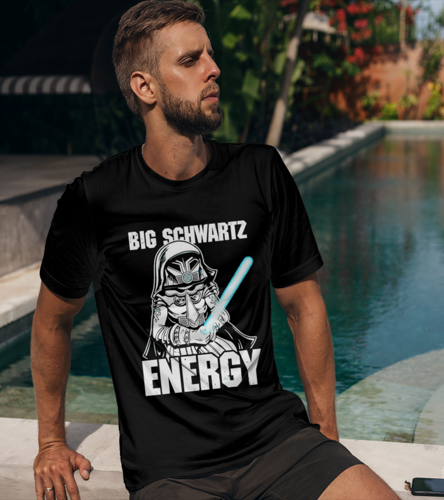 Big Schwartz Energy Dark Helmet Glowing Blue Sword T-Shirt