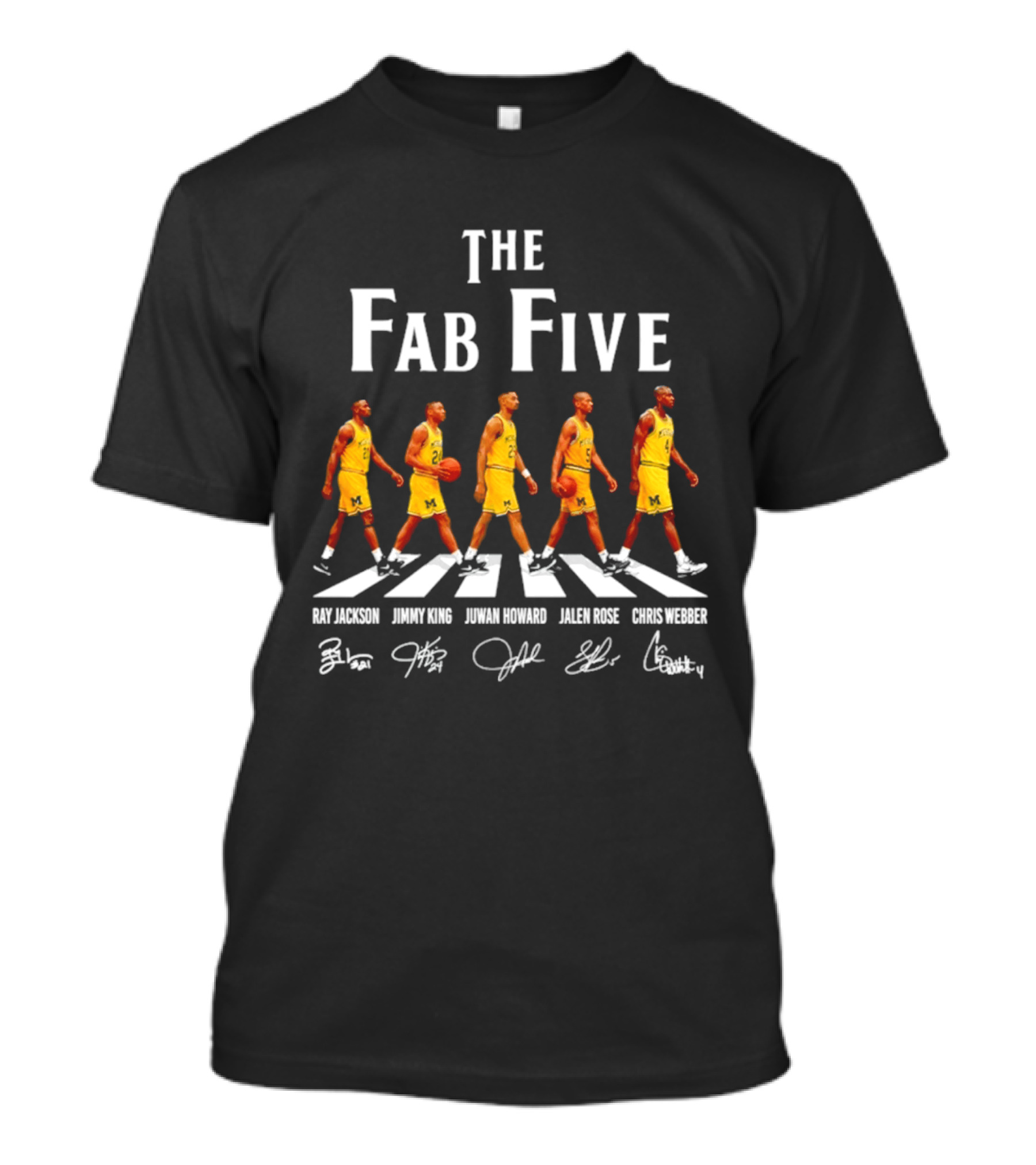 Michigan Wolverines The Fab Five Abbey Road Ray Jackson Jimmy King Juwan Howard Jalen Rose Chris Webber T-Shirt