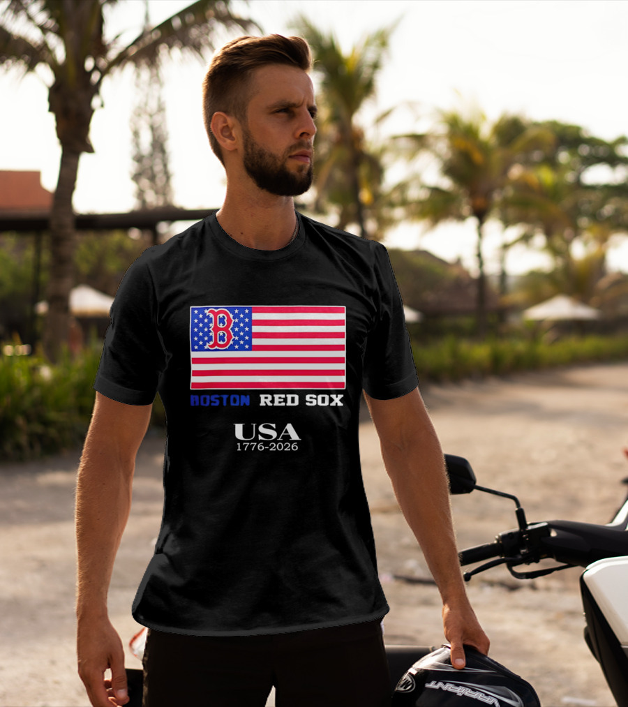 Boston Red Sox USA 1776 2026 American Flag White Stars T-Shirt