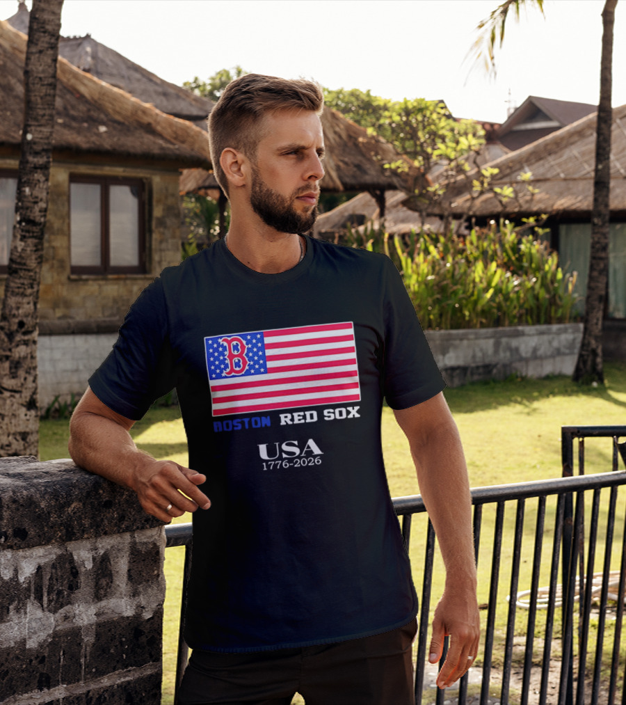 Boston Red Sox USA 1776 2026 American Flag White Stars T-Shirt