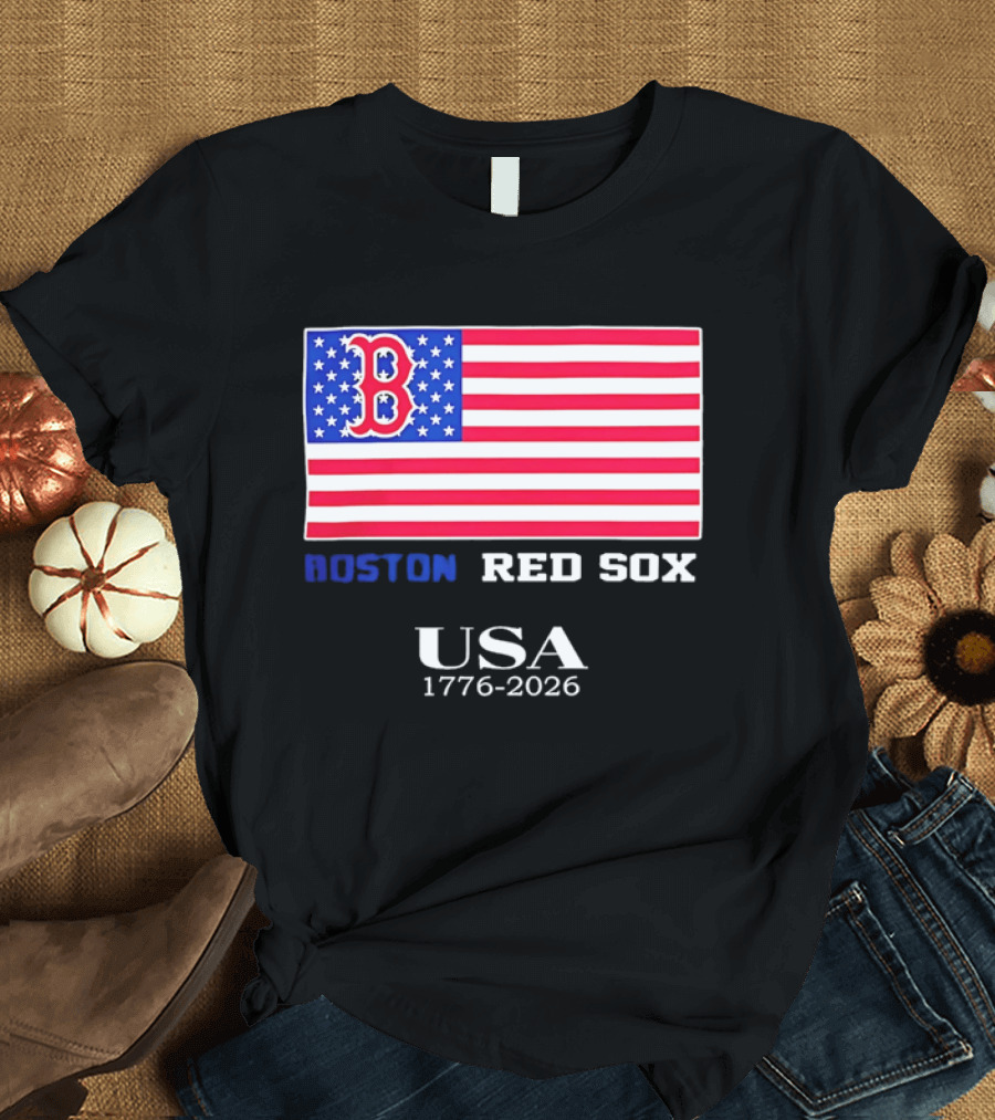 Boston Red Sox USA 1776 2026 American Flag White Stars T-Shirt