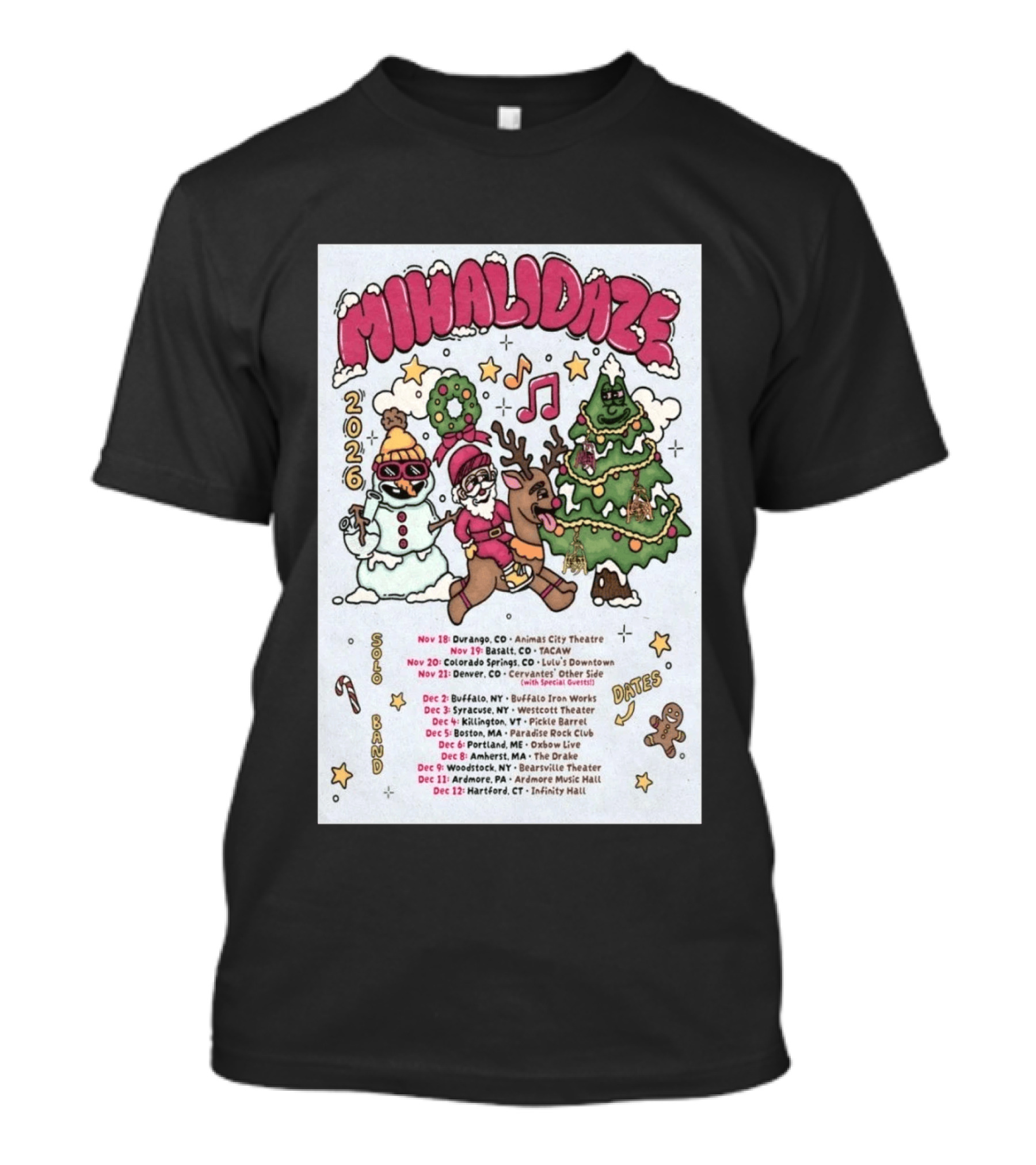 MIHALIDAZE 2026 Tour Solo Band Dates T-Shirt
