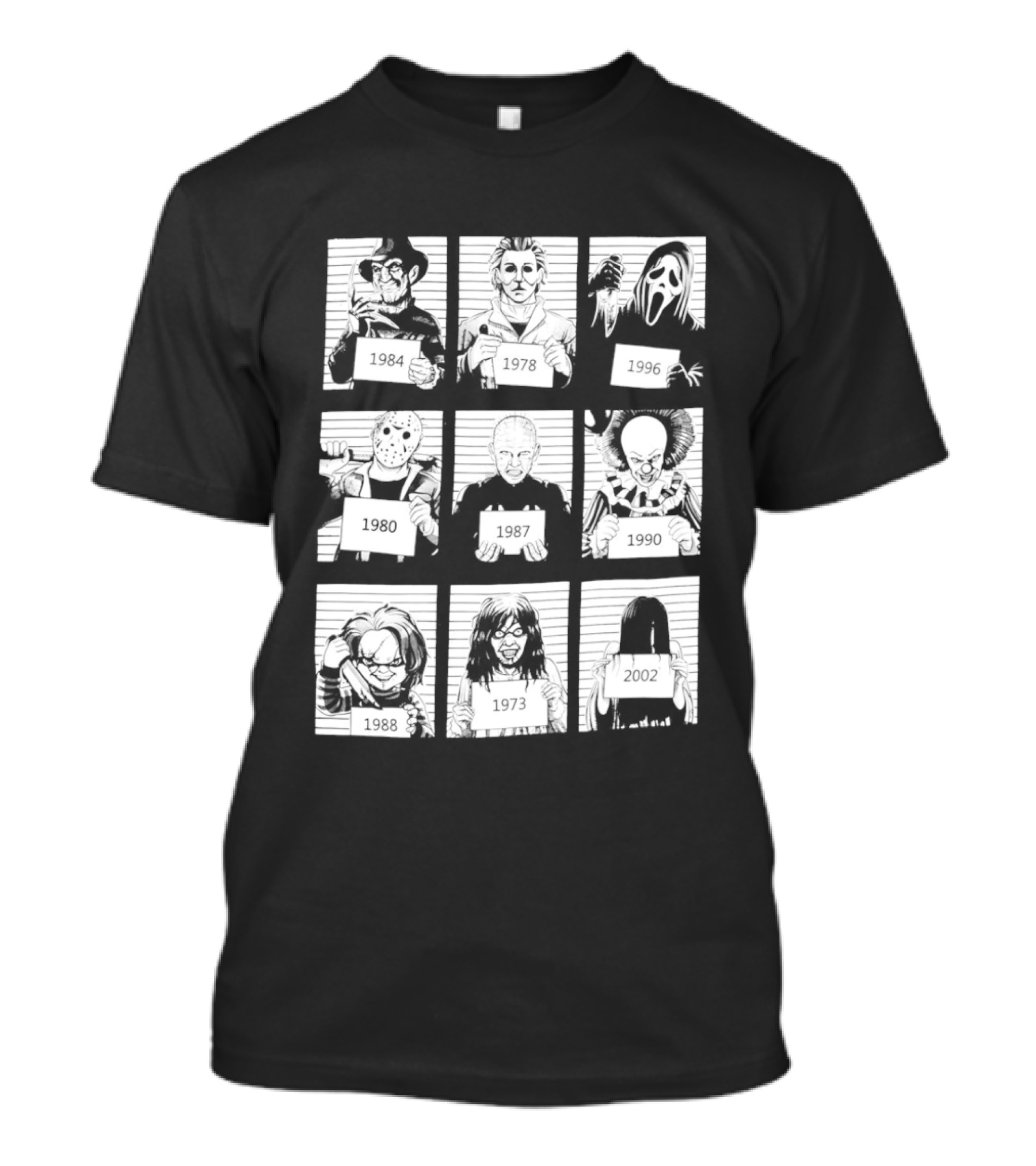 Horror Movie Villain Shot Infamous Characters Collage T-Shirt
