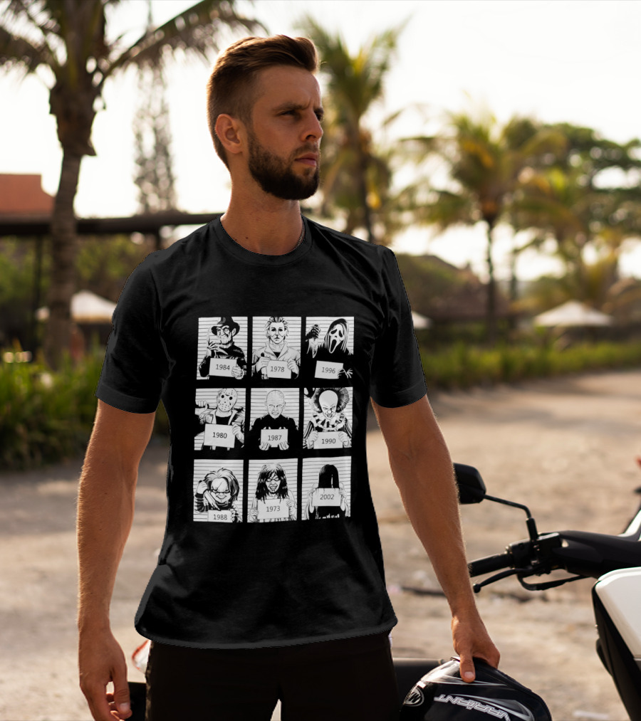 Horror Movie Villain Shot Infamous Characters Collage T-Shirt