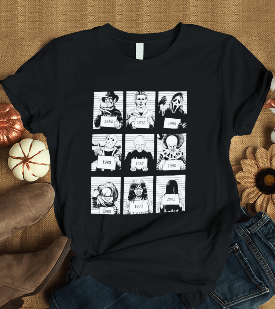 Horror Movie Villain Shot Infamous Characters Collage T-Shirt