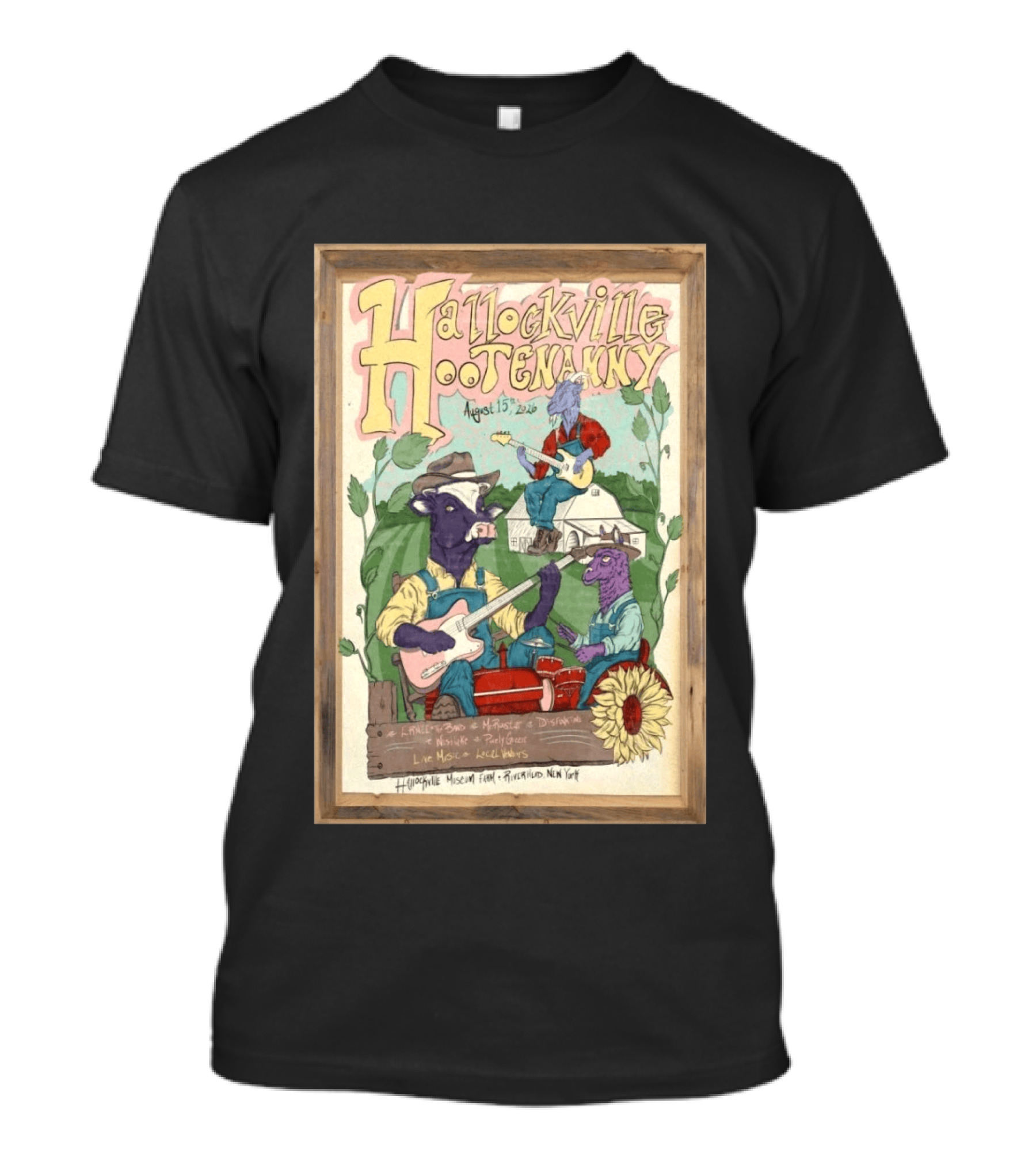 Hallockville Hootenanny August 15 2026 Live Music Farm Riverhead NY T-Shirt