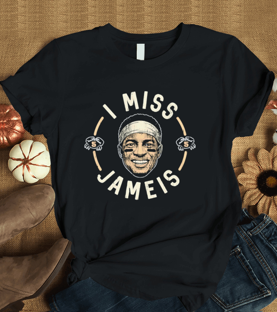 I Miss Jameis Headband Eyeblack Crab Caricature Distressed T-Shirt