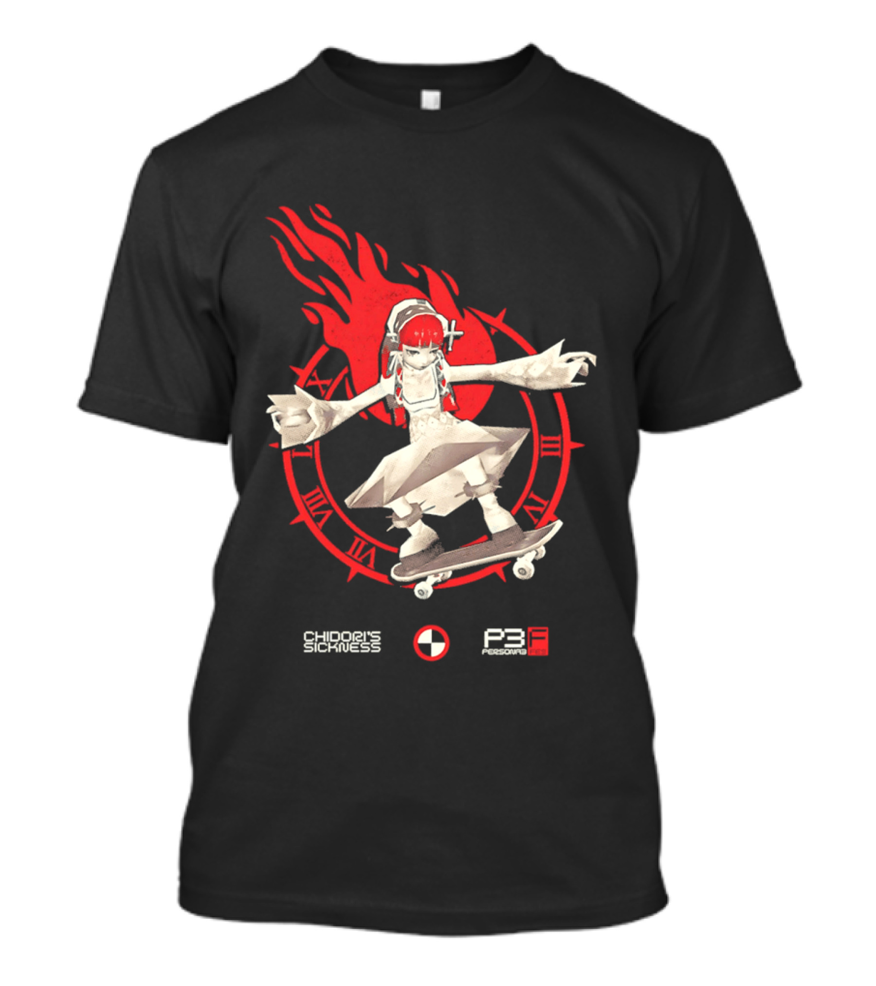Chidoris Sickness Persona3 Fes P3F Flame Skater T-Shirt