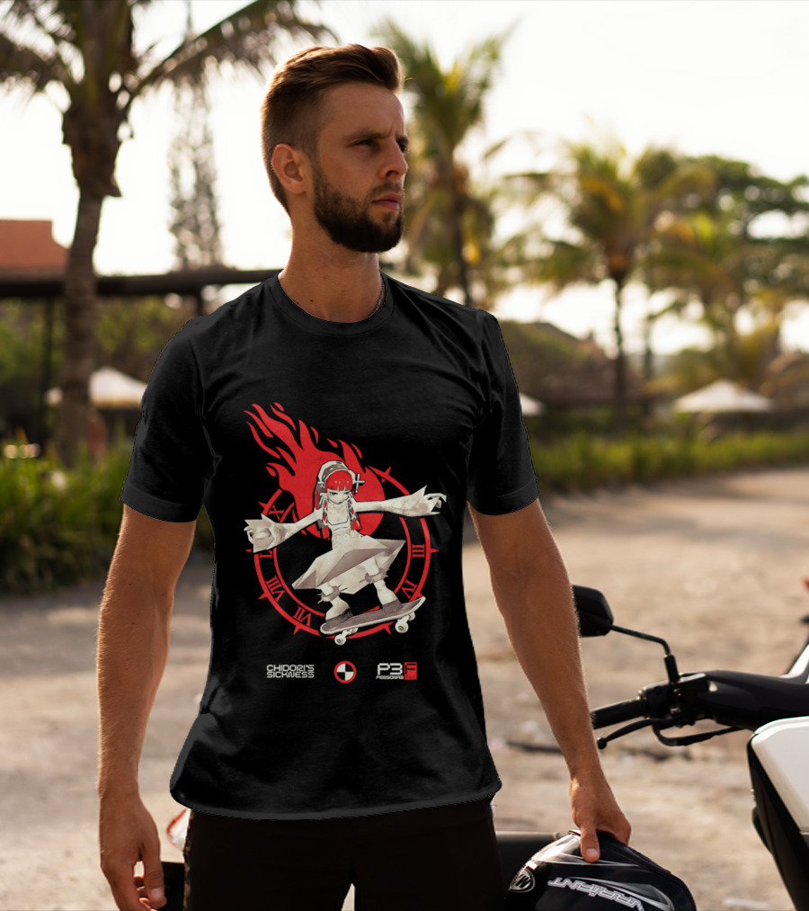Chidoris Sickness Persona3 Fes P3F Flame Skater T-Shirt