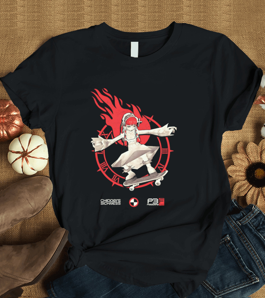Chidoris Sickness Persona3 Fes P3F Flame Skater T-Shirt