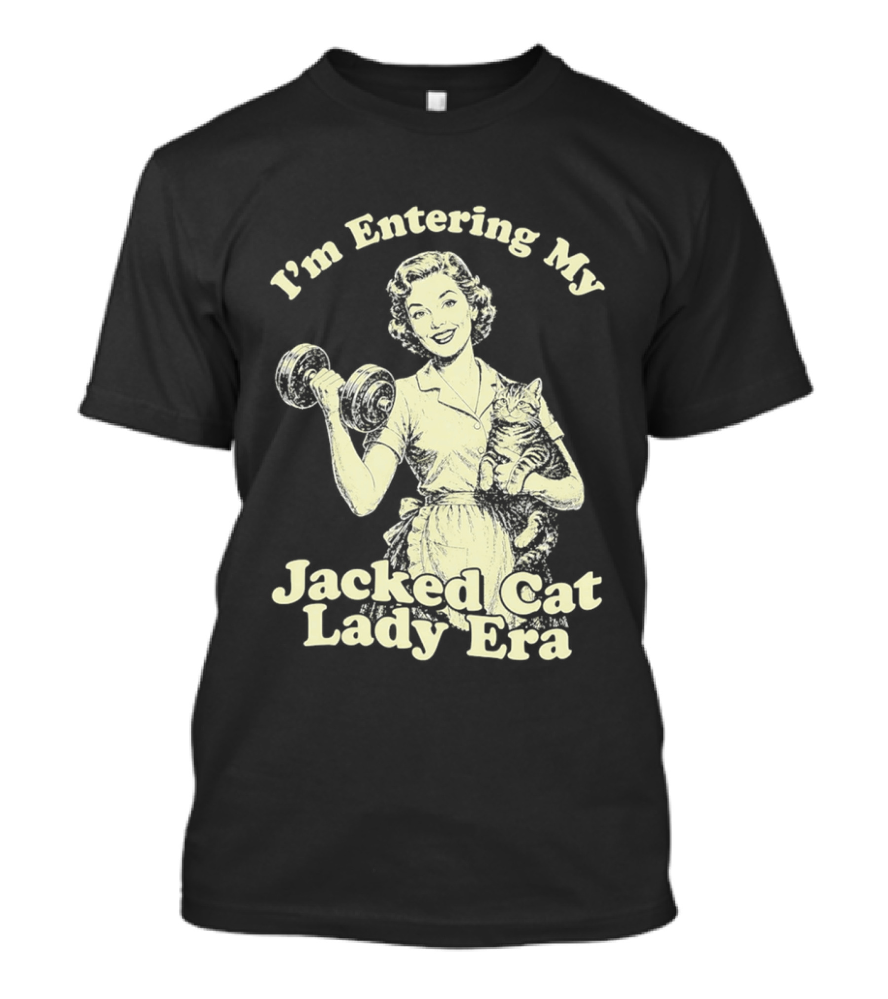 I'm Entering My Jacked Cat Lady Era Retro Fitness Cats T-Shirt